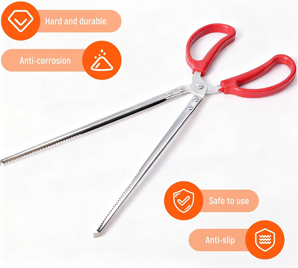 Feeding Tongs, Reptile Feeding Tongs for Snakes, Lizard, 3PCS Stainless Steel Tweezers with Gloves & Black Rubber Tips