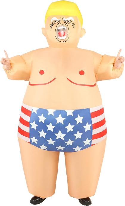 President Inflatable Costume for Adults, Funny Sumo Blow Up Costume for Halloween Party Holiday Cosplay