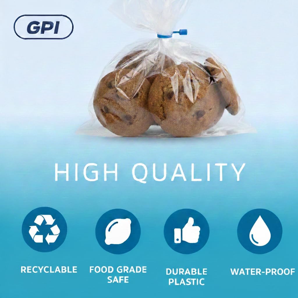 8" x 10" Open-End Flat Poly Bags, 100 Pack, 1 Mil Lightweight, Food Storage