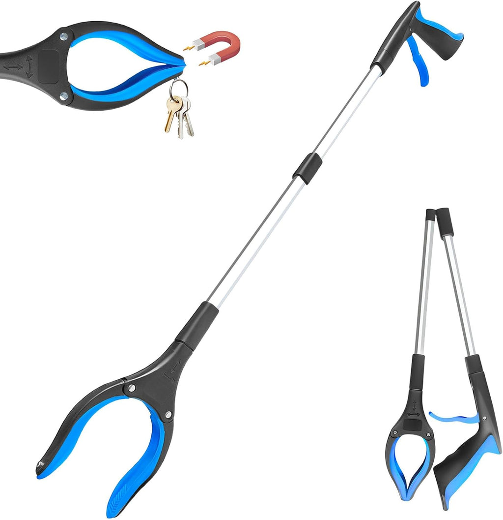 32" Grabber Reacher Tool, 1-Pack Foldable Reacher Grabber Pickup Tool with 360° Anti-Slip Rotating Jaw & Magnet