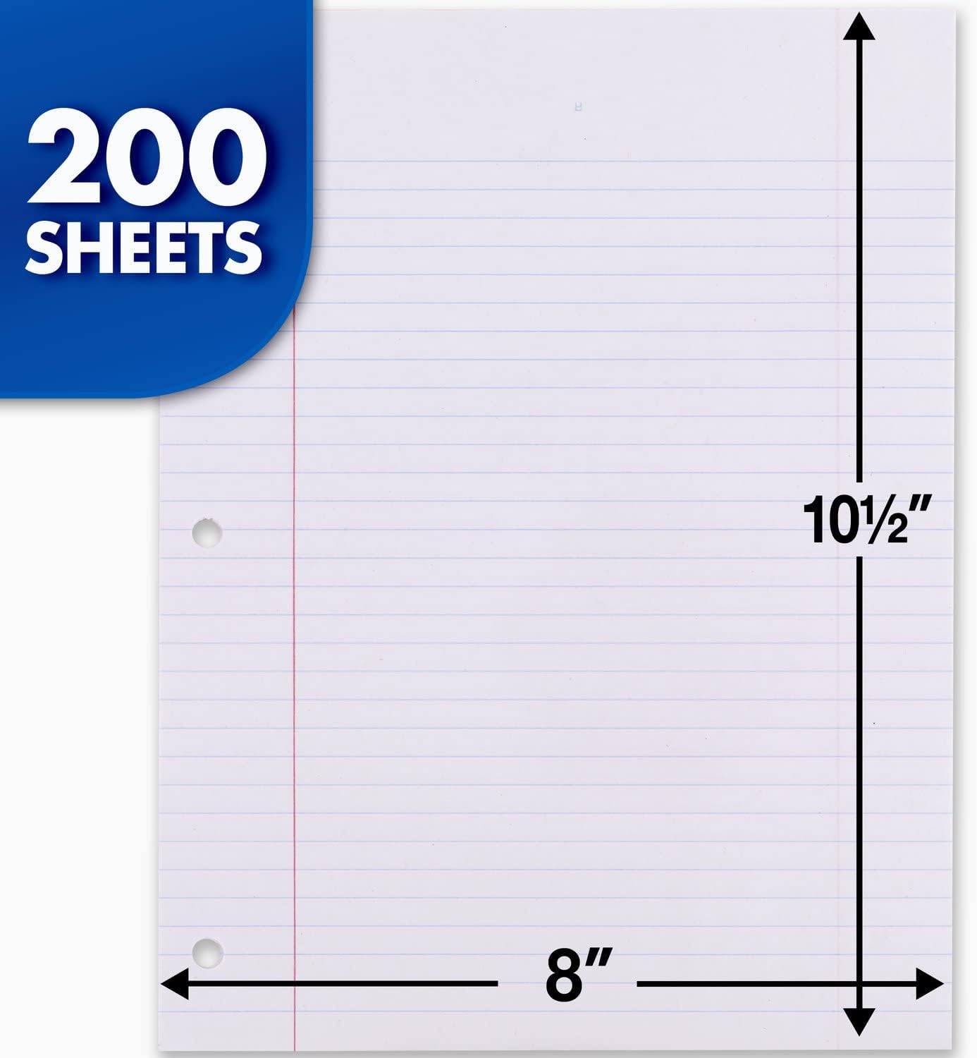 Loose Leaf Paper, Notebook Paper, College Ruled Filler Paper, Standard, 8 x 10.5, 200 Sheets (15326)