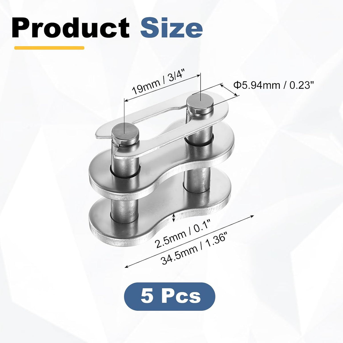 PATIKIL 5Pcs #60 Roller Chain Offset Link Full Links for 12A Chain