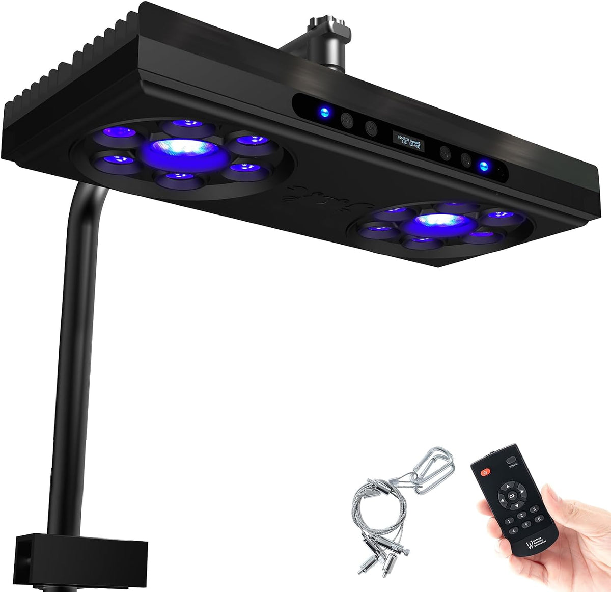 Aquarium Light- 140W Reef Light Wide Coverage Sunrise Sunset Moonlight Saltwater Lights for Coral with Master Slave