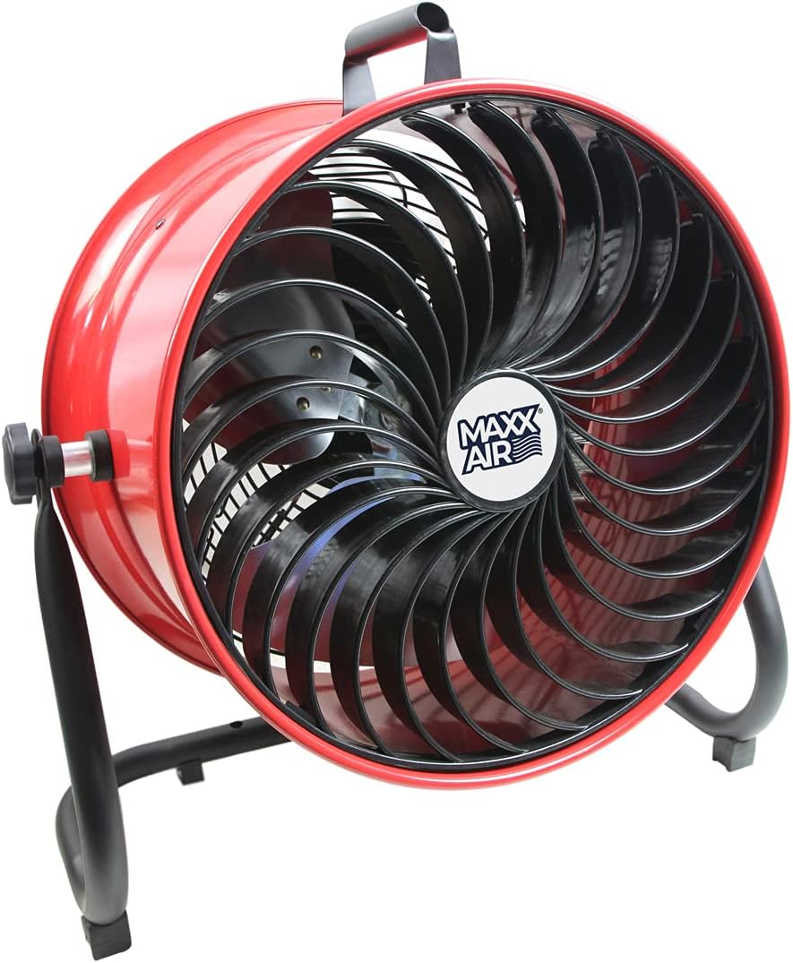 Maxx Air 16" High Velocity Turbo Fan with Pivoting Head - Efficient Air Circulation, High-Velocity Drum Fan Ideal for Home, Garage, or Workshop Use, Durable Construction, Easy Assembly
