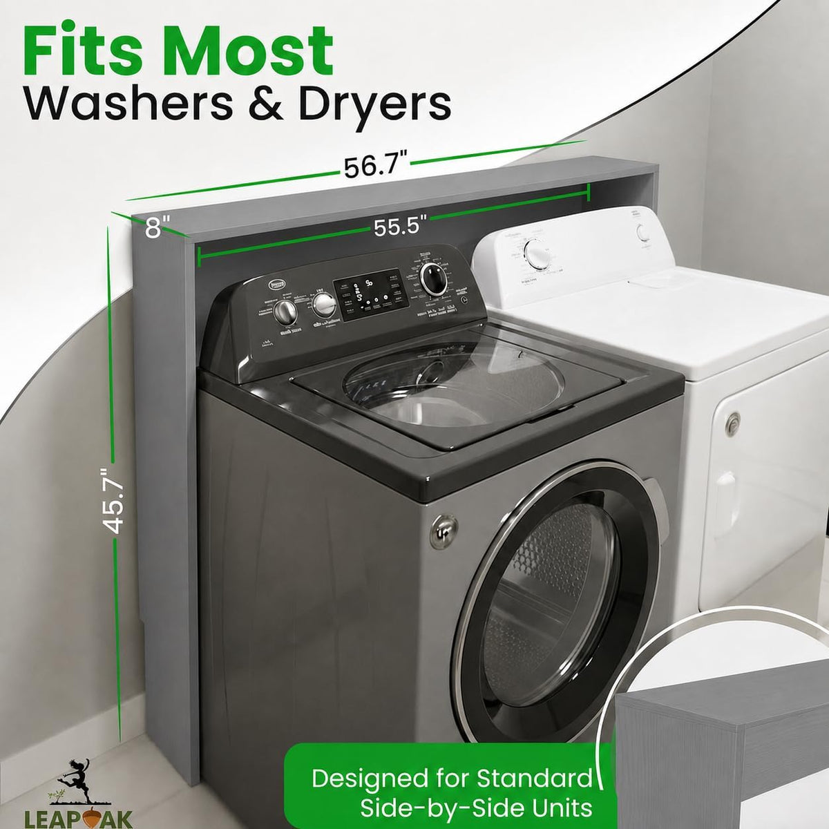 Over the Washer and Dryer Storage Shelf, Laundry Shelf, Pewter Grey