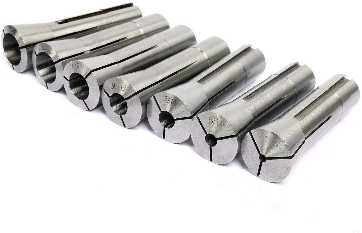 8MILELAKE 13pcs 1/8-7/8" Precision R8 Collets Set Mill Chuck Holder Kit