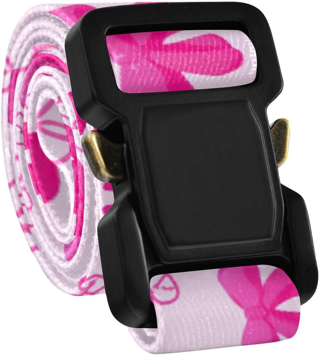 Bow Tie Adjustable Kids Elastic Belts, Girls Boys Stretch Waist Belt with Aluminum Alloy Buckle