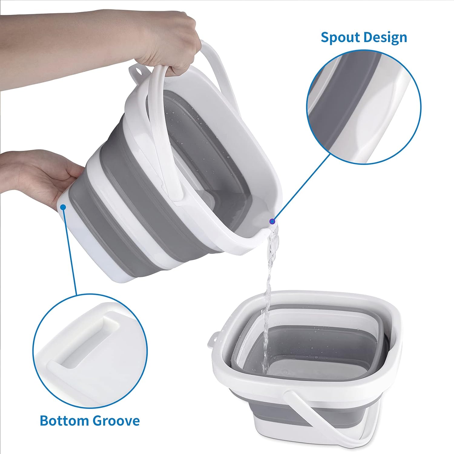 Collapsible Bucket, 5L 1.3Gallon Small Cleaning Mop Buckets for Household Outdoor Car Washing Tub Plastic Foldable