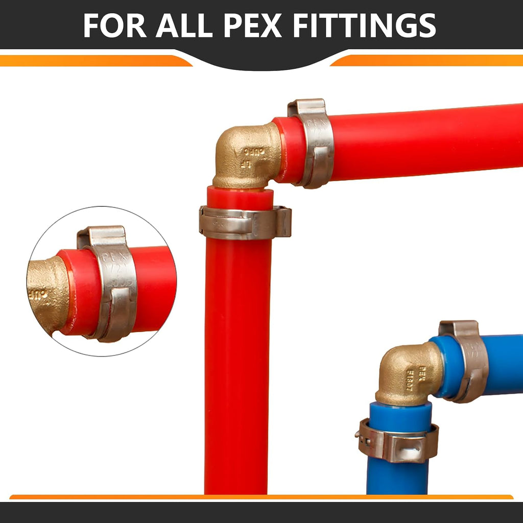 100PC HeSun 1/2" PEX Crimp Ring, Pex Cinch Clamp Ring(CLAMP016-100)