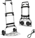 Folding Hand Truck Dolly Cart,340LB Capacity Portable Aluminum Dolly Cart with Telescoping Handle and 7 Inch Rubber