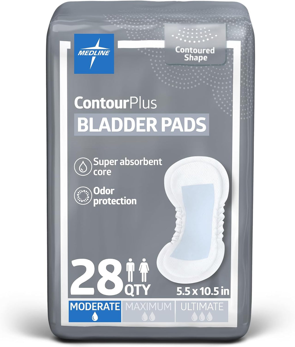 ContourPlus Bladder Control Incontinence Pads, Moderate Absorbency, 5.5" x 10.5", 28 Count