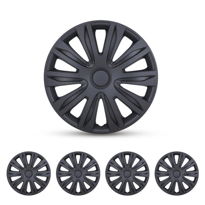 13" Universal Hubcap Set of 4 Black Matte Wheel Rim Cover Only for Iron Hub