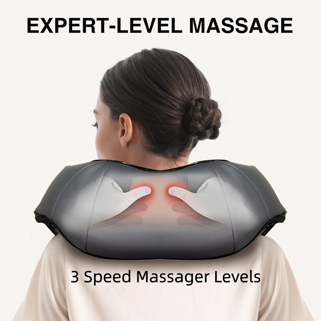 Shiatsu Neck Massager with Heat for Pain Relief Deep Tissue, 2026 Upgraded 3D Back Shoulder Kneading Massage Pillow
