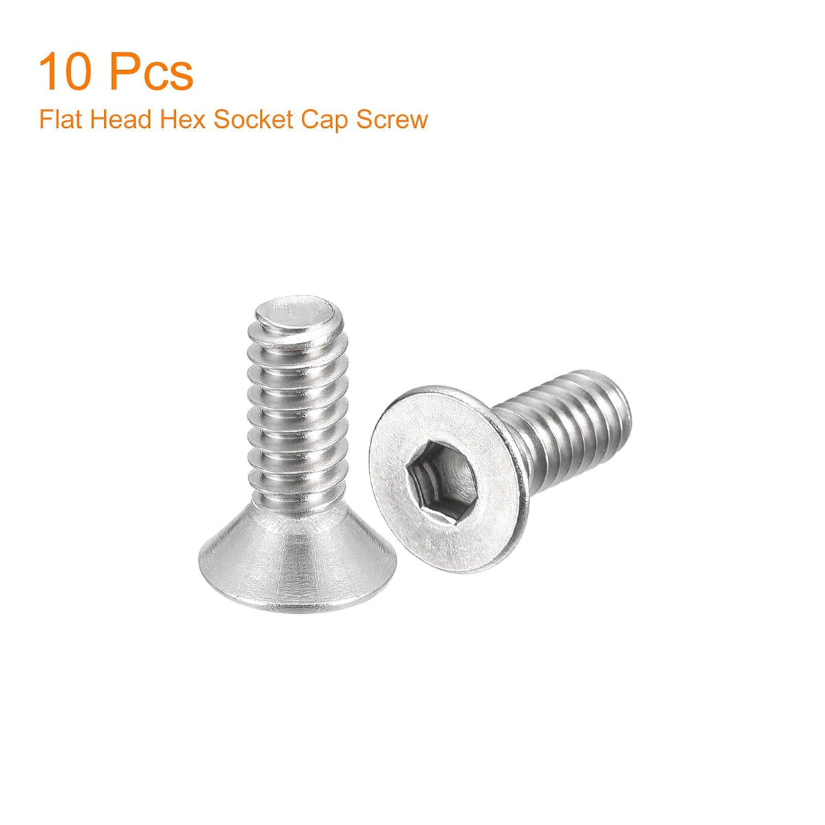 uxcell #10-24x1/2 Flat Countersunk Head Socket Cap Screws, 10Pcs 304 Stainless Steel Hex Socket Flat Head Screws, Full Thread, Countersunk Bolts