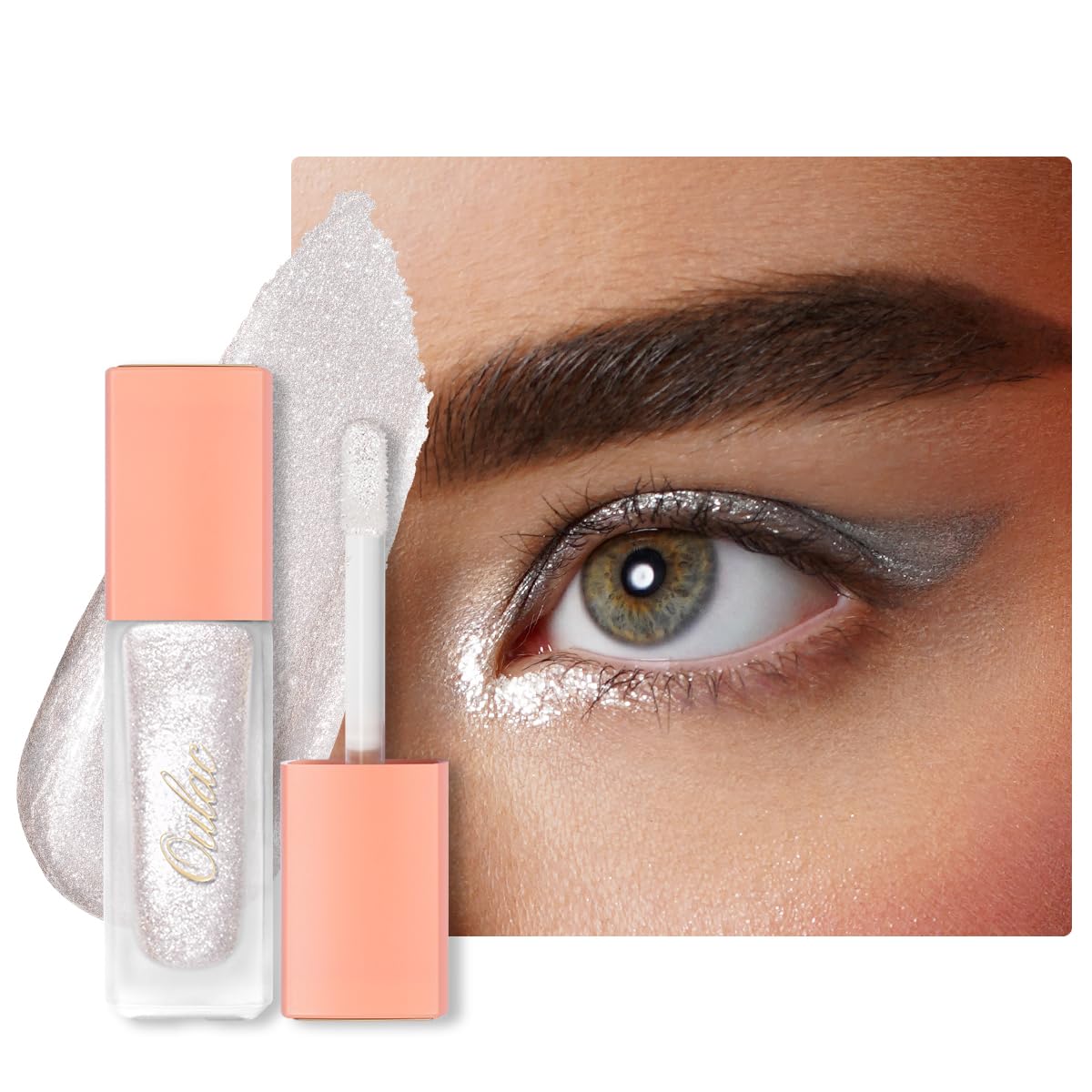 Liquid Glitter Eyeshadow Liquid Eyeshadow White Eye shadow| Liquid Eyeliner Shimmer Eye Makeup| Non-creasing