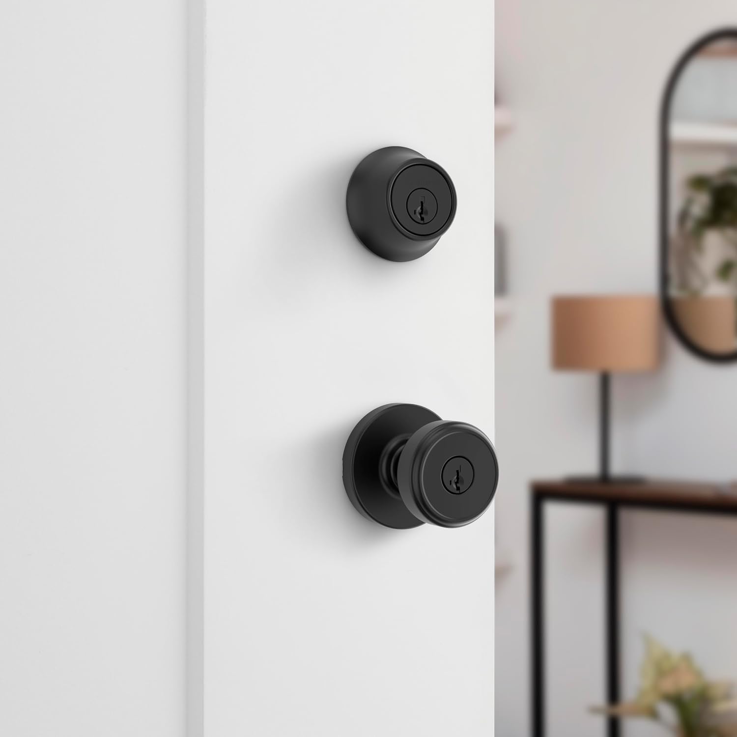 Maven Front Door Lock Handle and Deadbolt Set, Entry Handleset Round Exterior with Interior Door Knob, Secure Locking