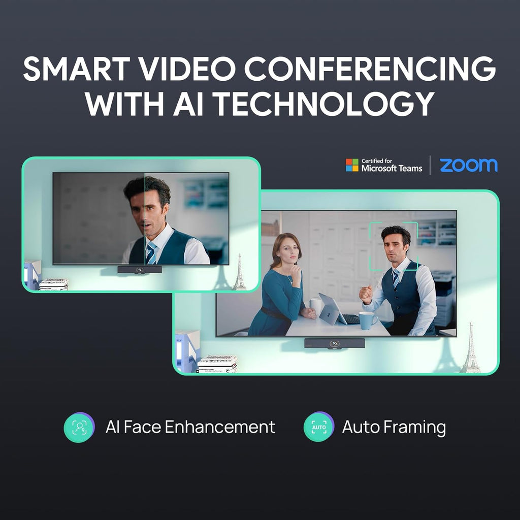 4K Video Conference Camera System for PC, Huddle Room, Teams & Zoom | All-in-One UVC34 Webcam with 8 Microphones &