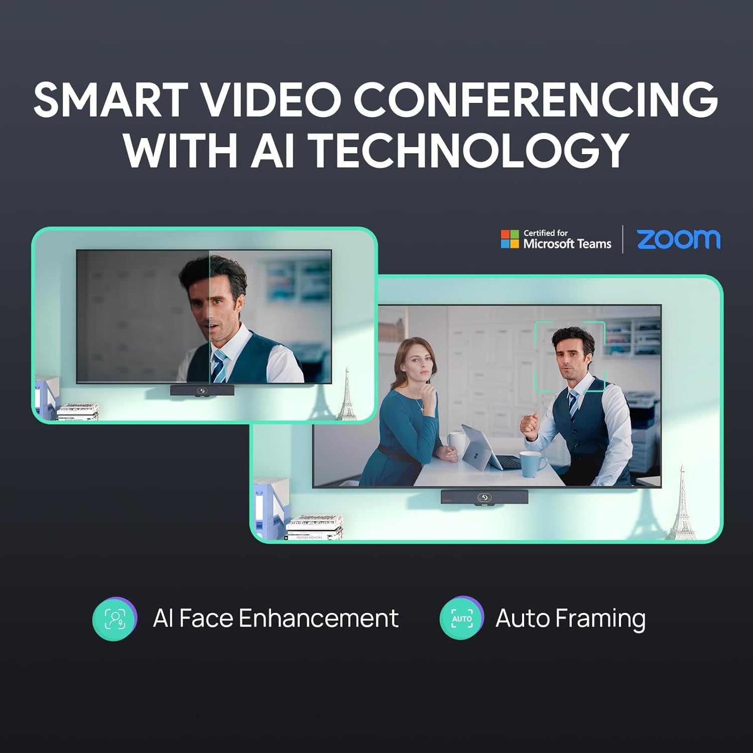 4K Video Conference Camera System for PC, Huddle Room, Teams & Zoom | All-in-One UVC34 Webcam with 8 Microphones &