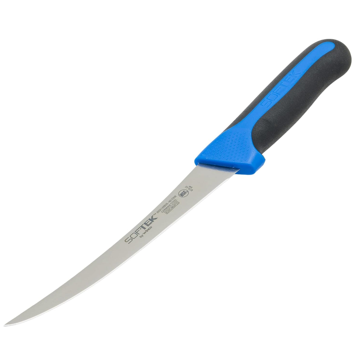 6" Black/Blue German steel Boning Knife, Curved, Soft Grip Handle