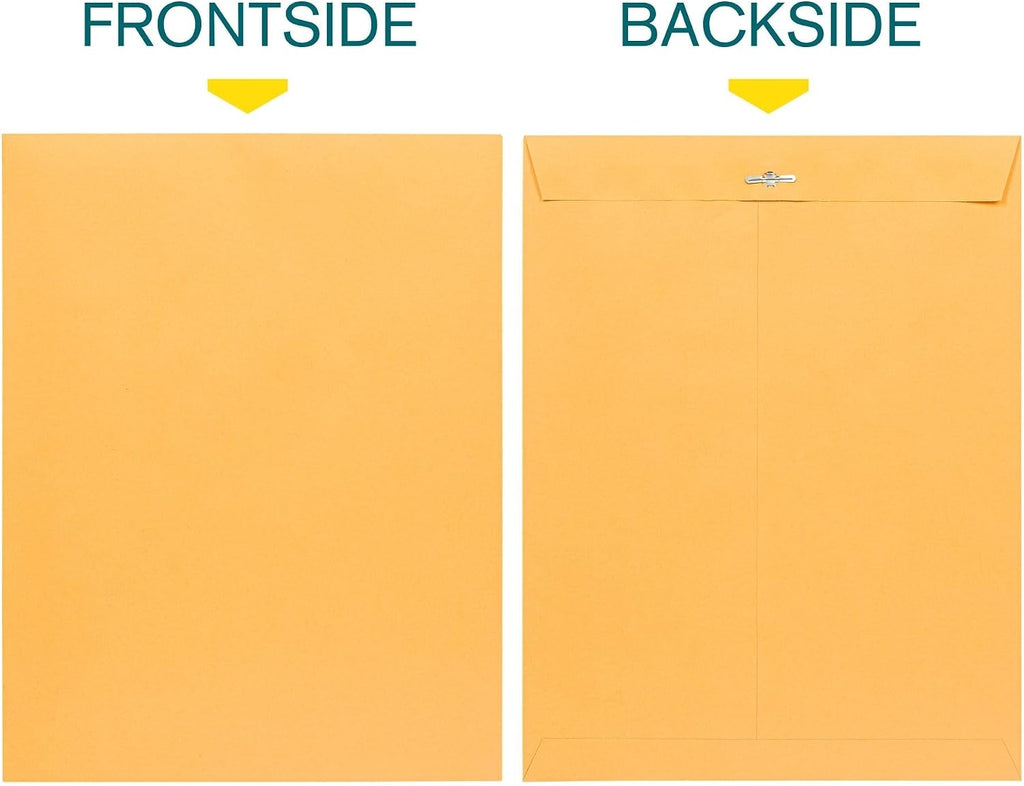 Clasp Envelopes 10x13 Inch -15 Pack Brown Kraft Catalog Envelope with Clasp Closure & Gummed Seal – 28lb Heavyweight