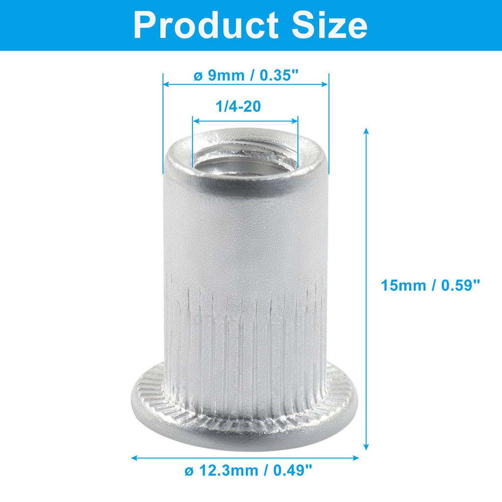 Marvexi 1/4-20 Rivet Nuts, Aluminum, 100Pcs