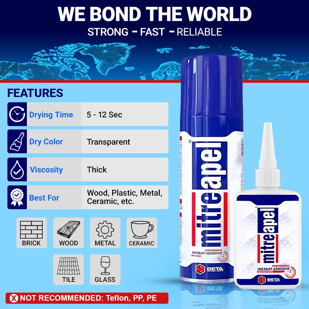 CA Glue with Activator (0.80oz-3.30fl oz) Instant Bond Professional Cyanoacrylate Adhesive and Super Glue Accelerator