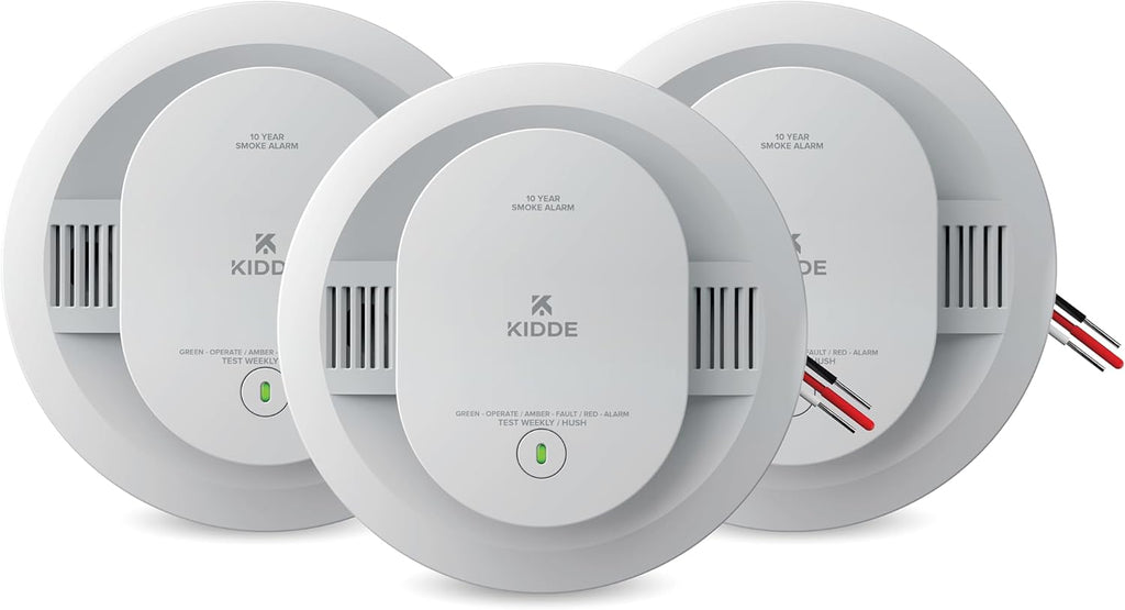 Smoke Detector, Hardwired with 10-Year Battery Backup, Interconnectable, LED Status Lights, 85 dB Alarm, 5-inches