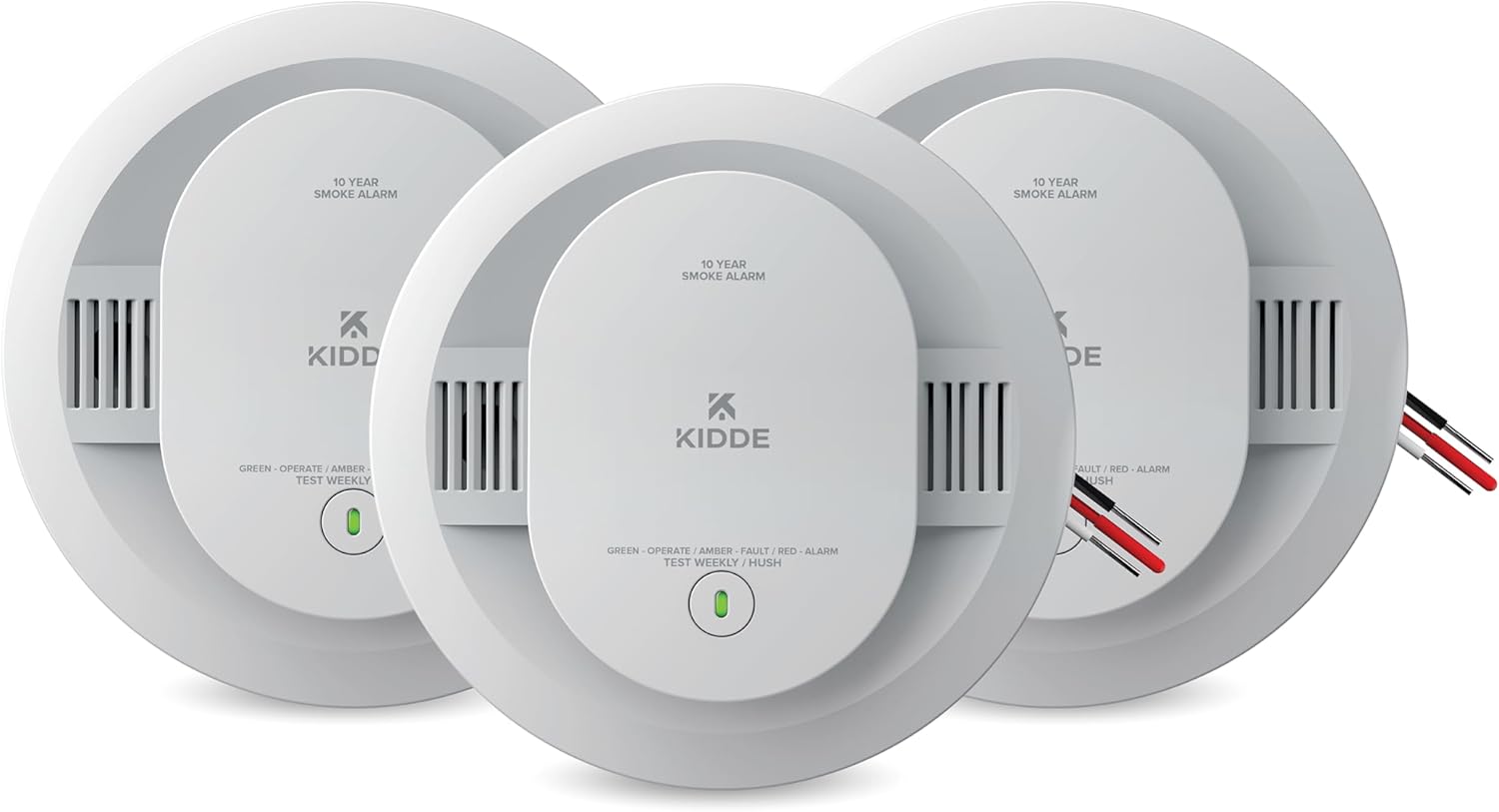 Smoke Detector, Hardwired with 10-Year Battery Backup, Interconnectable, LED Status Lights, 85 dB Alarm, 5-inches