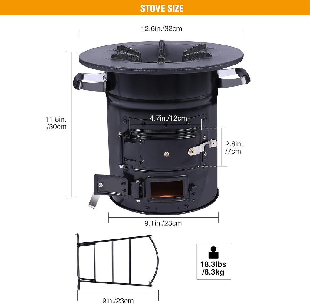 Camping Rocket Stove Wood Burning Portable for Cooking, Outdoor Camping Wood Stove with Carrying Bag for Backpacking