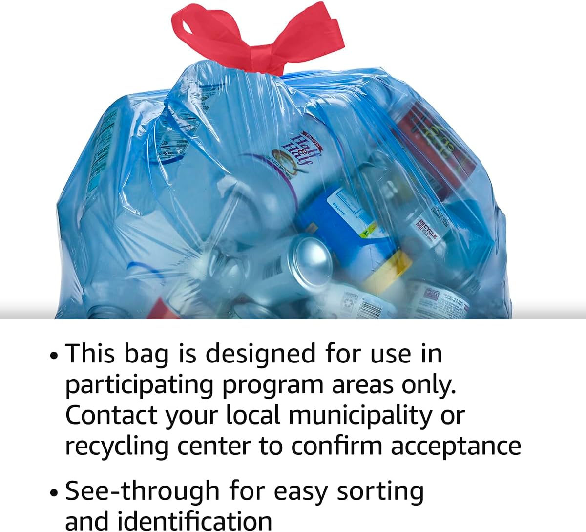 Blue Recycling Drawstring Trash Bags, Tall Kitchen, Unscented, 13 Gallon, 60 Count
