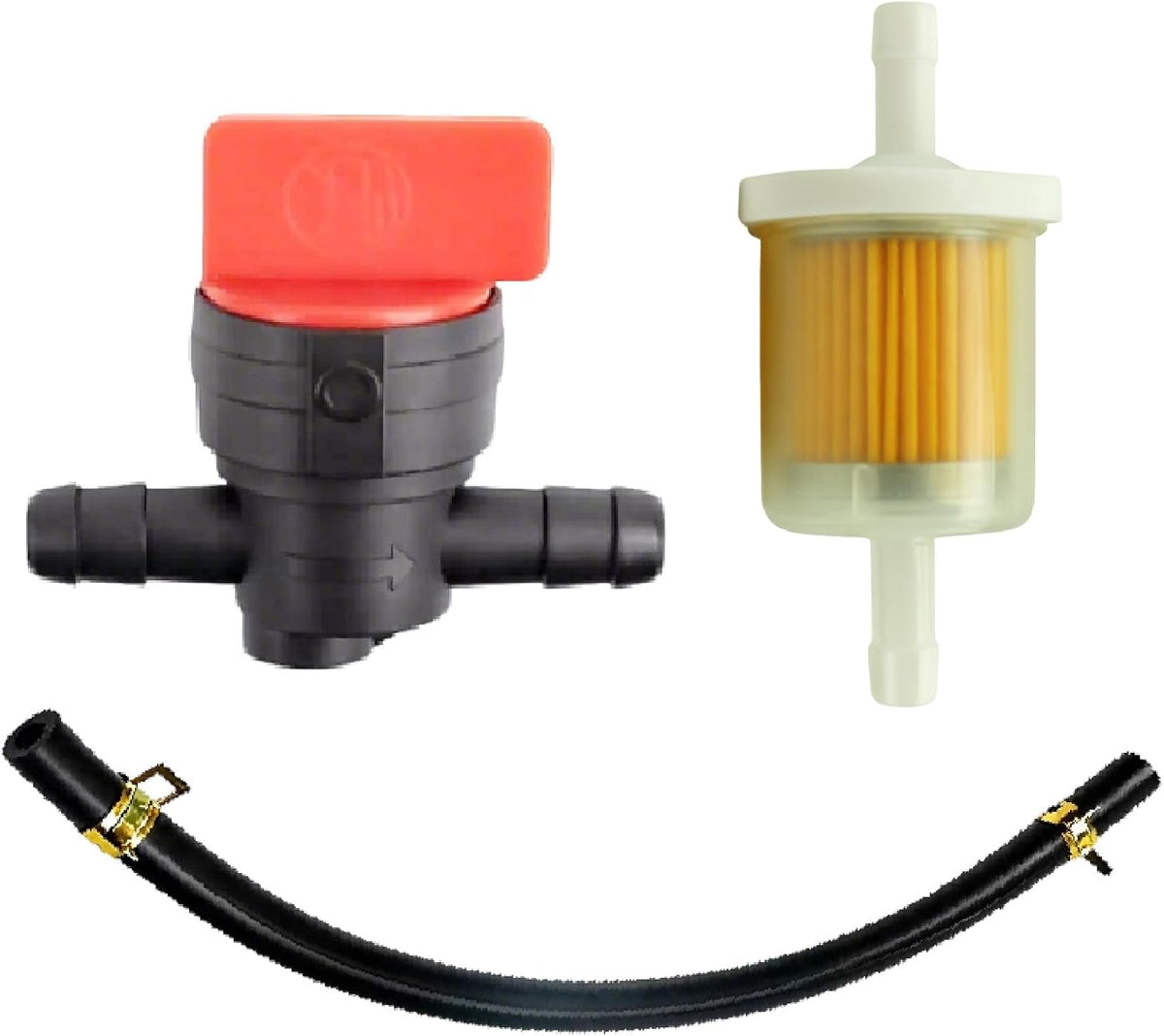 5414K 1/4" Gas Fuel Line Hose Inline Fuel Filter Fuel Shut Off Valve Kit Fit for Briggs & Stratton 283207 791850 95162S 691035 698183 Lawn Mower Small Engines