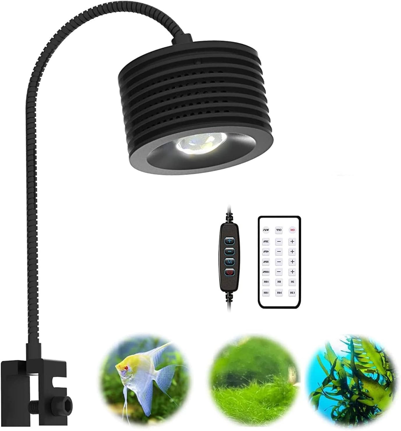 16W Full Spectrum Aquarium Light, 4 Channels Remote Control，Adjustable Gooseneck Freshwater Super Bright Fish Tank