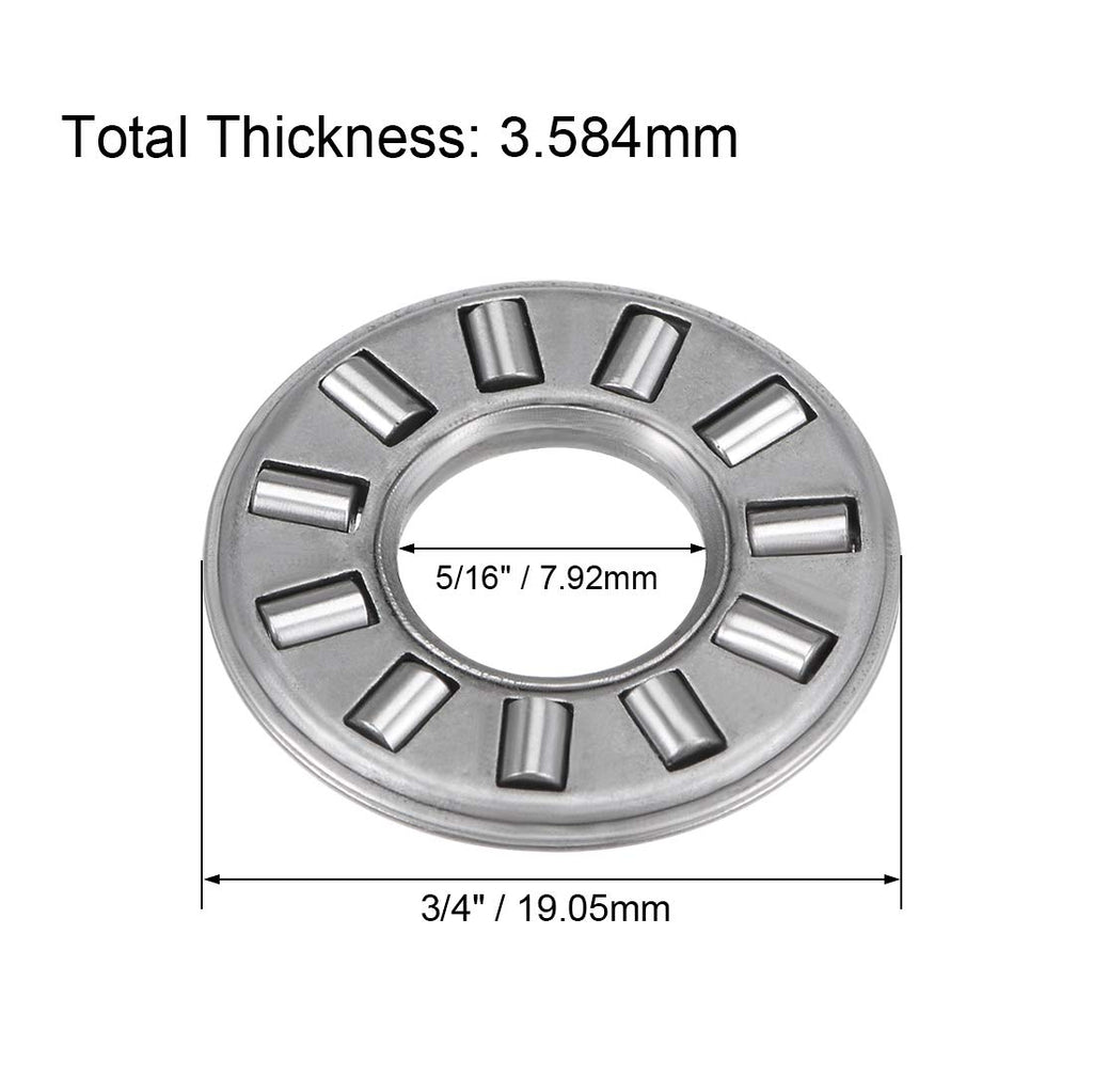uxcell TC512 Thrust Needle Roller Bearings with Washers 5/16" Bore 3/4" OD 5/64" Width 5pcs