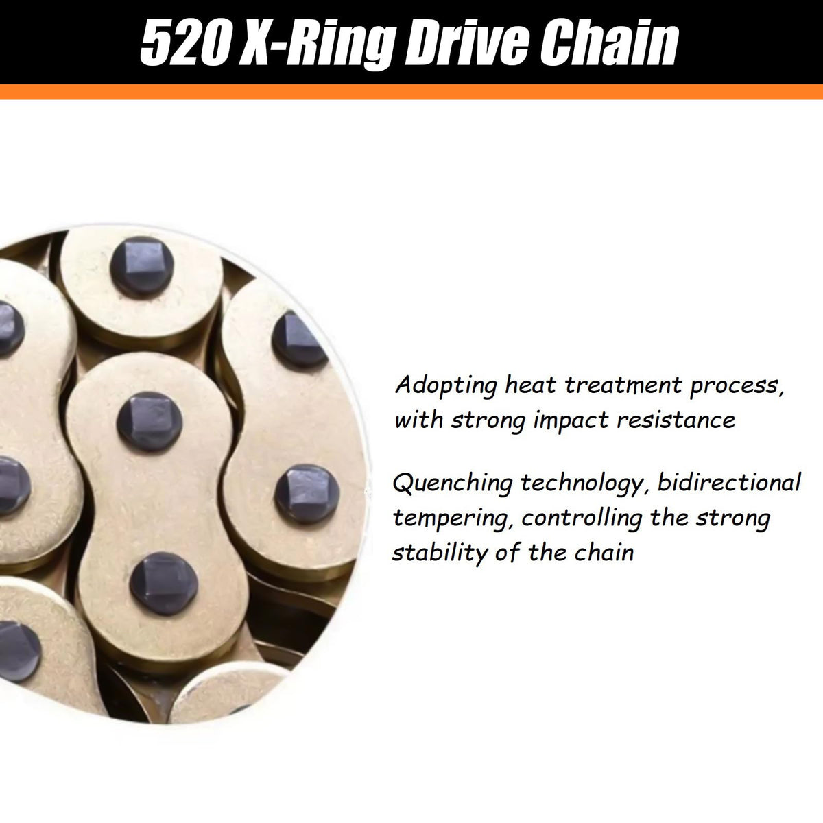 520 Chain 120 Links With Connecting Master Link, X-Ring Gold