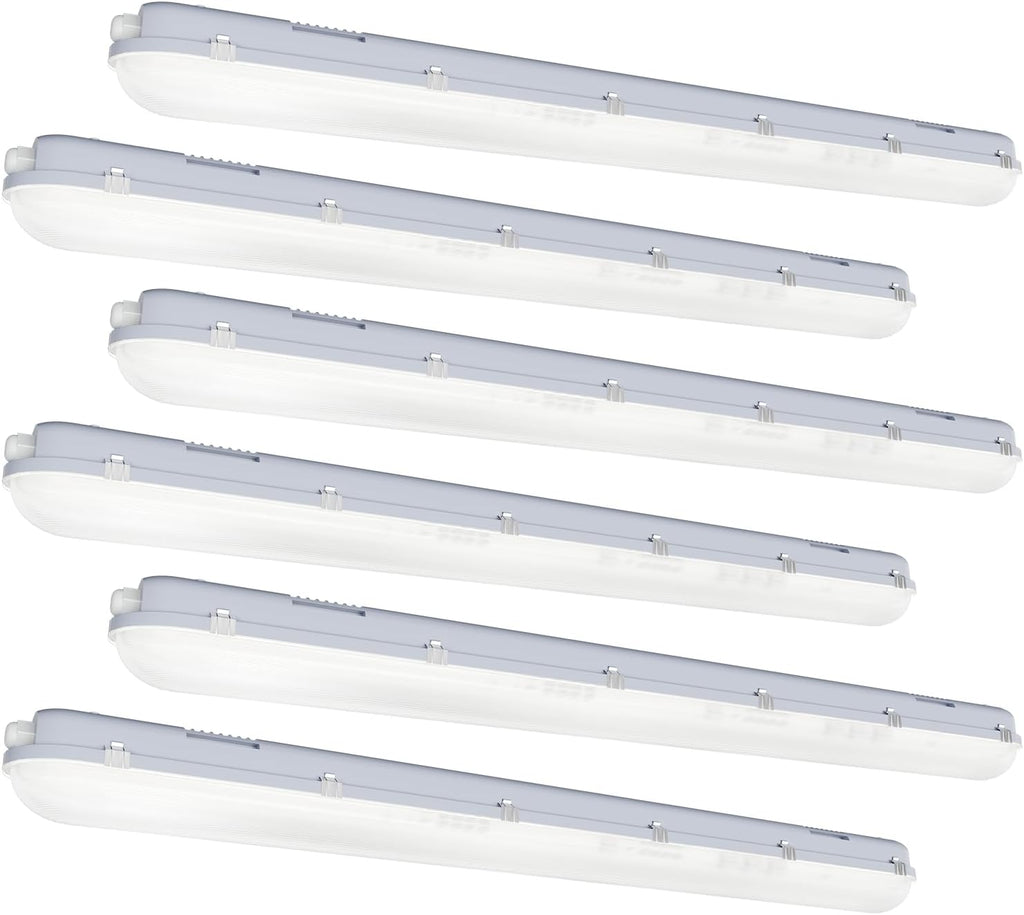 4FT LED Vapor Tight Light 60W 6600LM IP65 5000K Shop Light 6Pack ETL