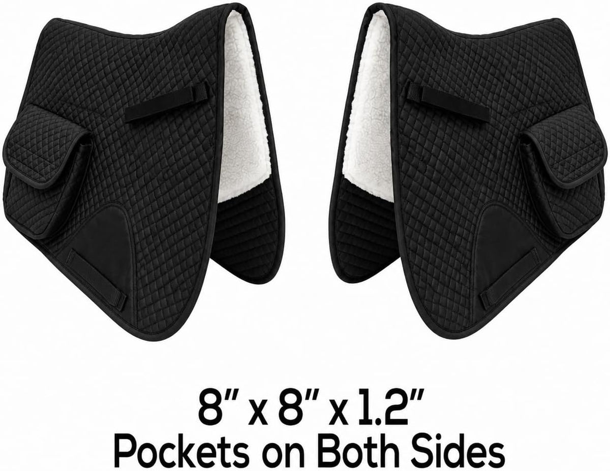 Premium English Saddle Pad with Storage Pockets, Half Fleece Lined for Comfort, Shock Absorbing Wither Relief Design
