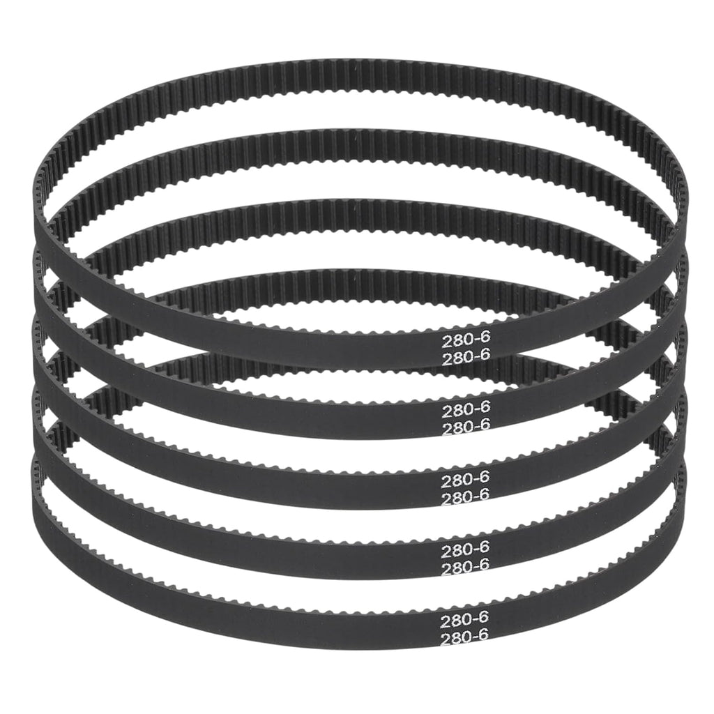 MECCANIXITY 280mm GT-2 Timing Belt 6mm Width 2mm Pitch Black 5pcs