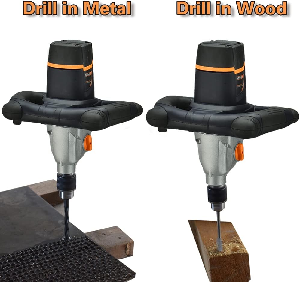 Mixer 13A Single Paddle Concrete Mortar Mixer, 5/8" Keyed Chuck, Soft Start, Come w/100mm Large Spiral Mixing Paddle