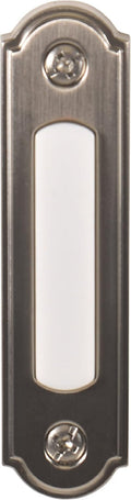 LED Lighted Metal Door Chime Push Button (Satin Nickel) | Surface Mount Lighted Door Bell Button | Replacement Wired