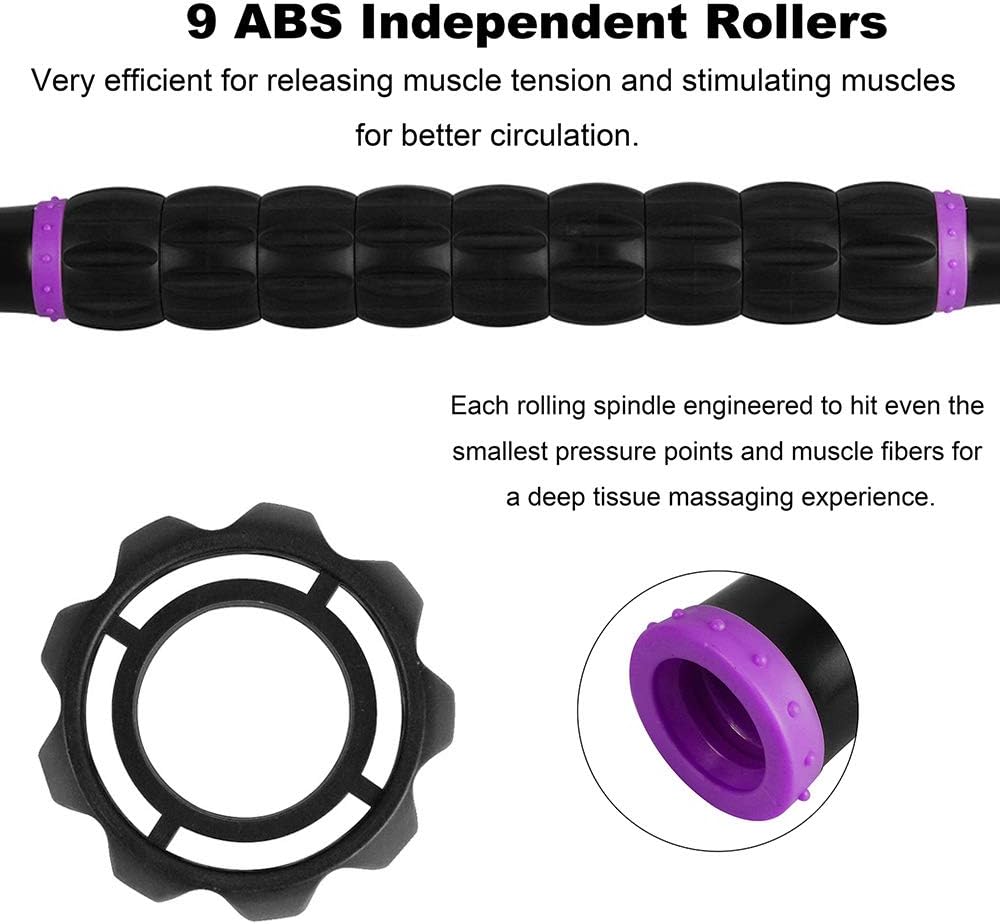 Professional 9-Roller Deep Tissue Massage Stick - Portable Muscle Recovery Roller for Athletes, Relieves Post-Workout