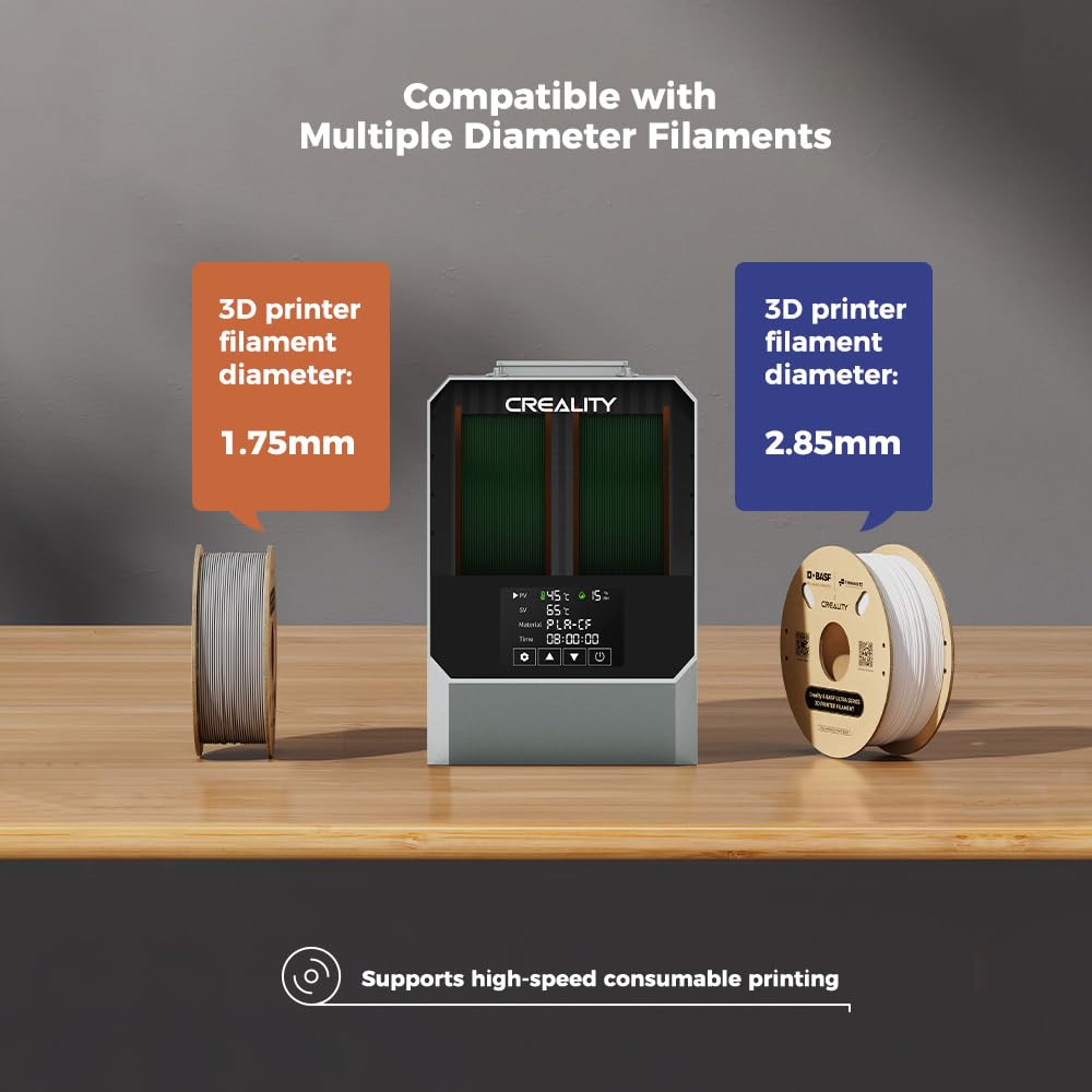 Space Pi Filament Dryer Plus, 2 Spool Capacity, Double 360° Heating Dry Box, 4'' Touch Screen & Fan, 3D Printer