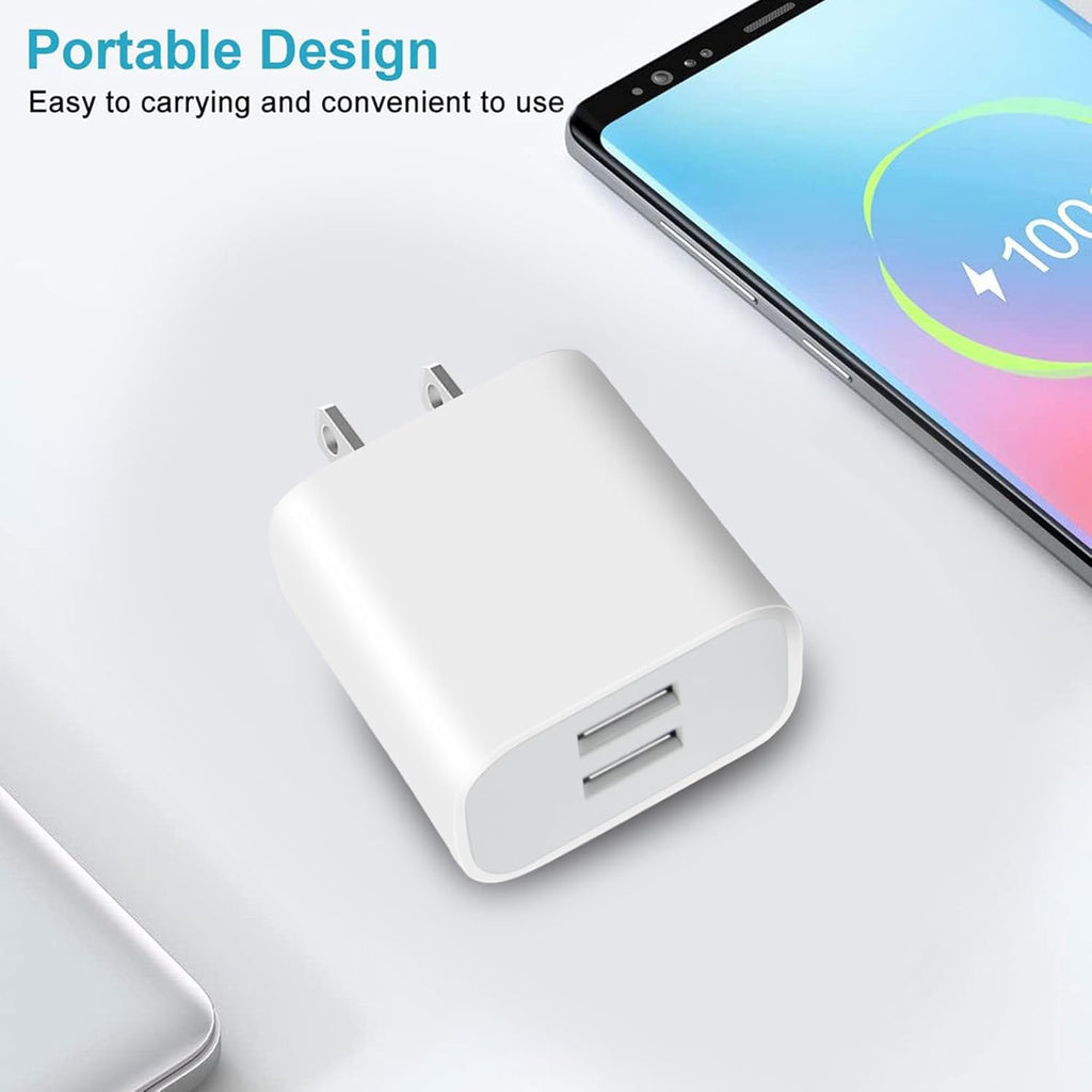 USB Wall Charger,4 Pack Dual Port Plug Adapter for Wall Outlet Charging Block, USB Power Adapter for iPhone
