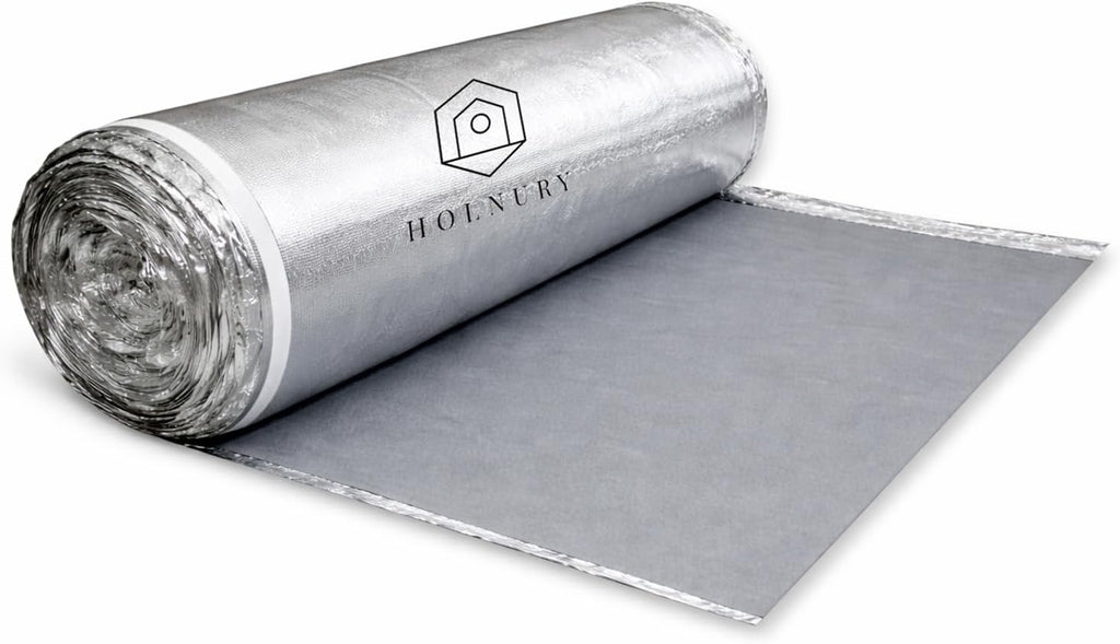 3-in-1 Acoustic Premium Floor Underlayment - 200 sqft Roll - 3mm Thick EVA with Silver Foil Vapor Barrier - Moisture