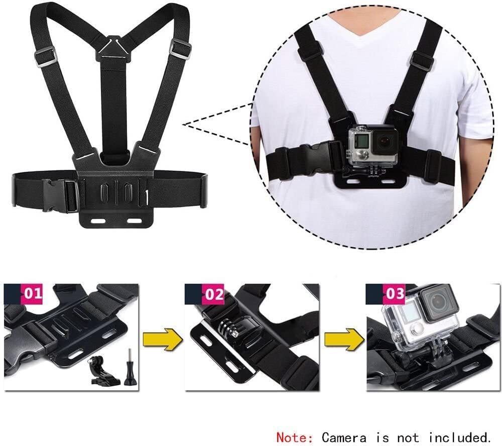 3 in 1 Universal Action Camera Accessories Kit | Head Strap Mount/Chest Harness/Selfie stick Compatible Gopro Hero 13