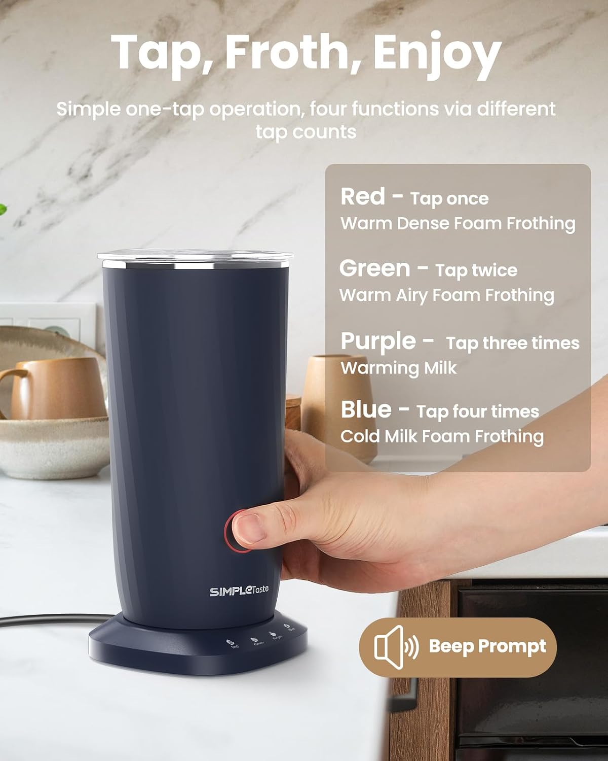 Milk Frother, 4-in-1 Electric Milk Frother and Steamer, Automatic Warm and Cold Foam Maker and Milk Warmer for Latte