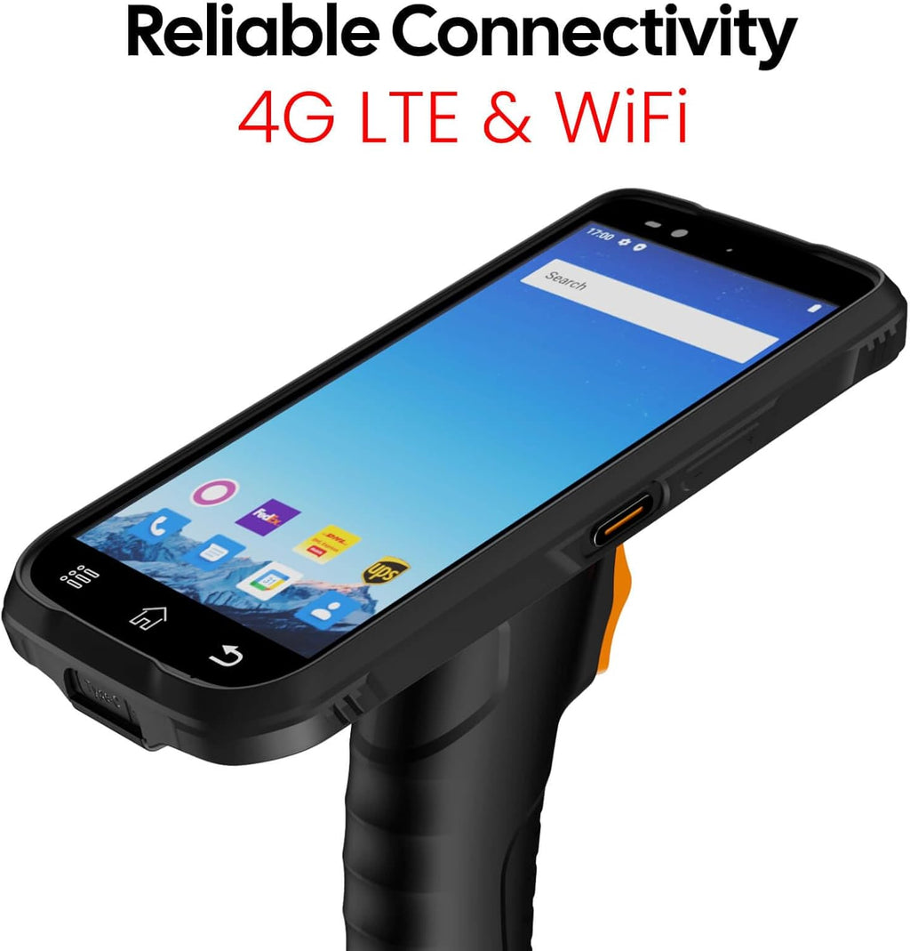 Rugged Android Barcode Scanner Handheld PDA Mobile Computer with Pistol Grip, 6.0" Display Octa-Core 2.0GHz 4GB+64GB