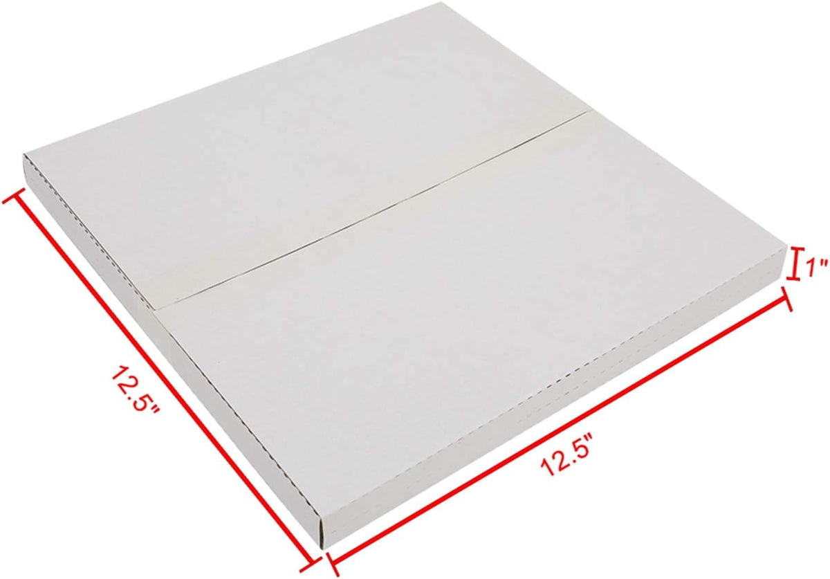 White LP Mailers 13x13x1 Inch Album Shipping Boxes, Easy-Fold, Multi-Depth Corrugated Cardboard Boxes w/Fragile