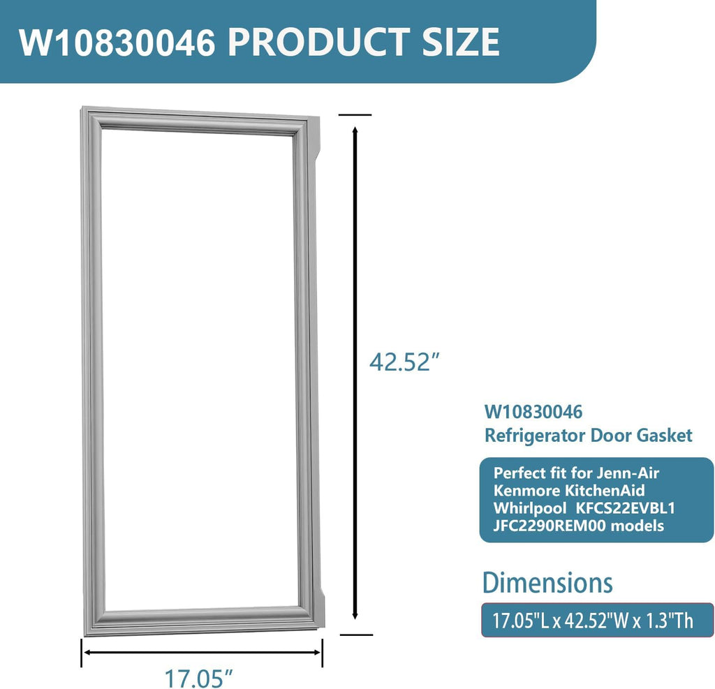 W10830046 Refrigerator Door Gasket Replacement for Jenn Air 42.52"X17.05"