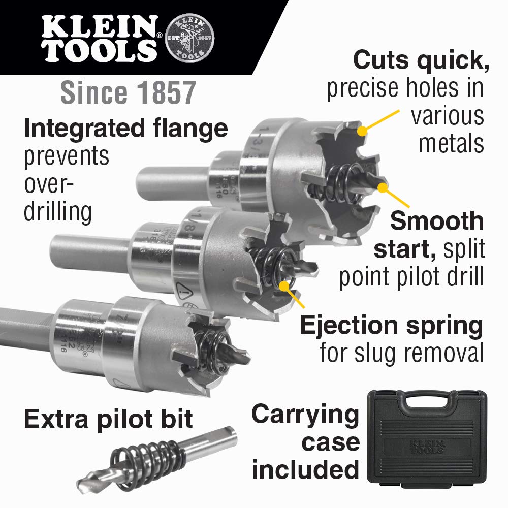 Klein Tools 31872 Heavy-Duty Hole Cutter Kit, 4-Piece