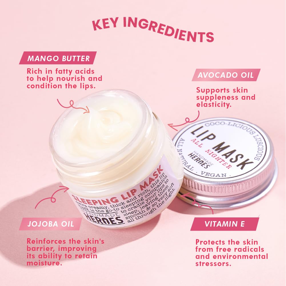 100% Natural Lip Butter Sleeping Lip Mask, Overnight Lip Moisturizer and Conditioner for Dry Lips. Intensive Lip Balm